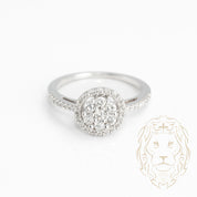 Engagement ring - 14K gold halo composite round brilliant cut natural diamonds 0.80CT - RIGD361