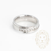 Wedding band ring - 10K white gold set with natural round brilliant channel cut diamonds 0.42CT - RIGD362