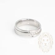 Wedding band ring - 10K white gold set with natural round brilliant channel cut diamonds 0.42CT - RIGD362