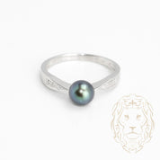 Bague - Or 10K blanc perle de Tahiti & pavé de diamants naturels 0.08CT - RIGD363