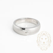 Wedding band ring - Brushed finish 10K white gold set with a 0.08CT natural diamond - RIGD364