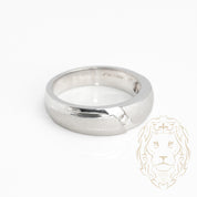 Wedding band ring - Brushed finish 10K white gold set with a 0.08CT natural diamond - RIGD364