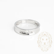 Wedding band ring - 10K white gold set with 0.10CT round brilliant channel cut natural diamonds - RIGD371