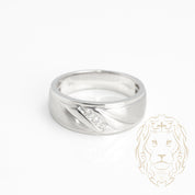 Wedding band ring - 10K white gold three 0.12CT natural diamonds satin finish - RIGD365