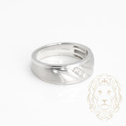 Wedding band ring - 10K white gold three 0.12CT natural diamonds satin finish - RIGD365