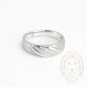 Bague jonc - Or 10K blanc finition satinée & pavé de diamants naturels 0.15CT - RIGD366