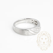 Bague jonc - Or 10K blanc finition satinée & pavé de diamants naturels 0.15CT - RIGD366