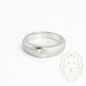 Wedding band ring - Brushed finish 10K white gold set with a 0.05CT natural diamond - RIGD368