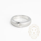 Bague jonc - Or 10K blanc finition brossée sertie d'un diamant naturel 0.05CT - RIGD368