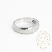 Wedding band ring - Brushed finish 10K white gold set with a 0.05CT natural diamond - RIGD368