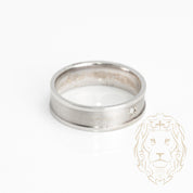 Wedding band ring - Satin-finish 10K white gold with polished edges & set with a 0.04CT natural diamond - RIGD369