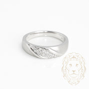 Wedding band ring - Satin-finish 10K white gold & 0.15CT natural diamond pavé - RIGD370