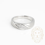 Bague jonc - Or 10K blanc finition satinée & pavé de diamants naturels 0.15CT - RIGD370