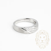 Wedding band ring - Satin-finish 10K white gold & 0.15CT natural diamond pavé - RIGD370