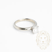 Bague de fiançailles - Or 14K blanc solitaire coupe rond brillant 0.90CT - RIGD375