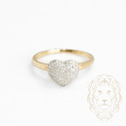 Bague - Or 10K deux tons jaune & blanc coeur pavé de diamants naturels 0.15CT - RIGD381