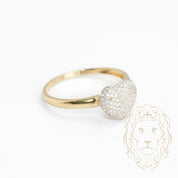 Bague - Or 10K deux tons jaune & blanc coeur pavé de diamants naturels 0.15CT - RIGD381