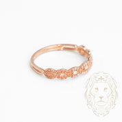 Bague - Or 10K rose motif microbillé & sertie de diamants naturels coupe rond & baguette 0.10CT - RIGD386