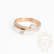 Ring - 14K pink gold set (2) semi eternity with round brilliant cut biased stones & natural diamond pavé 0.60CT - RIGD389