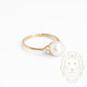 Bague - Or 10K jaune perle & diamants naturels 0.12CT - RIGD391