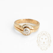 Engagement ring - 10K yellow gold illusion set (2) with natural 0.20CT channel set diamond setting & wedding band - RIGD393