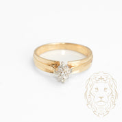 Engagement ring - 14K yellow gold marquise composite round cut natural diamonds 0.15CT - RIGD401