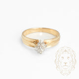 Bague de fiançailles - Or 14K jaune marquise composite diamants naturels coupe rond 0.15CT - RIGD401