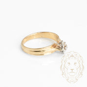 Engagement ring - 14K yellow gold marquise composite round cut natural diamonds 0.15CT - RIGD401