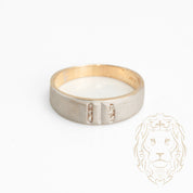 Bague jonc - Or 14K deux tons jaune & blanc finition sablée sertie de diamants naturels 0.12CT - RIGD402