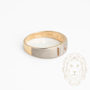 Bague jonc - Or 14K deux tons jaune & blanc finition sablée sertie de diamants naturels 0.12CT - RIGD402