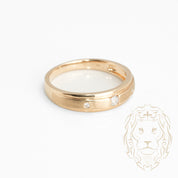 Wedding band ring - 10K yellow gold three natural diamonds 0.15CT - RIGD403