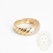 Wedding band ring - 10K yellow gold twist set with 0.03CT natural diamonds - RIGD405