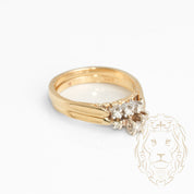 Engagement ring - 14K two-tone yellow & white gold set (2) with three 0.20CT natural diamonds & diamond-set wedding band - RIGD407