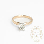 Bague de fiançailles - Or 14K deux tons jaune & blanc solitaire diamant naturel coupe rond brillant 1.12CT - RIGD409