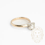 Bague de fiançailles - Or 14K deux tons jaune & blanc solitaire diamant naturel coupe rond brillant 1.12CT - RIGD409