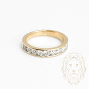 Bague - Or 14K jaune semi-éternité diamants naturels coupe rond brillant 1.00CT sertis en canal - RIGD411