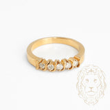 Bague - Or 14K jaune semi-éternité diamants naturels coupe rond brillant 0.40CT - RIGD412