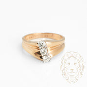 Bague de fiançailles - Or 14K jaune trinité diamants naturels coupe rond brillant 0.30CT - RIGD400