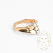 Bague de fiançailles - Or 14K jaune trinité diamants naturels coupe rond brillant 0.30CT - RIGD400