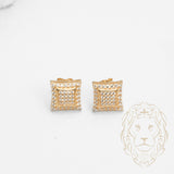 Studs - Or 10K jaune losange pavé de cz - BOG674