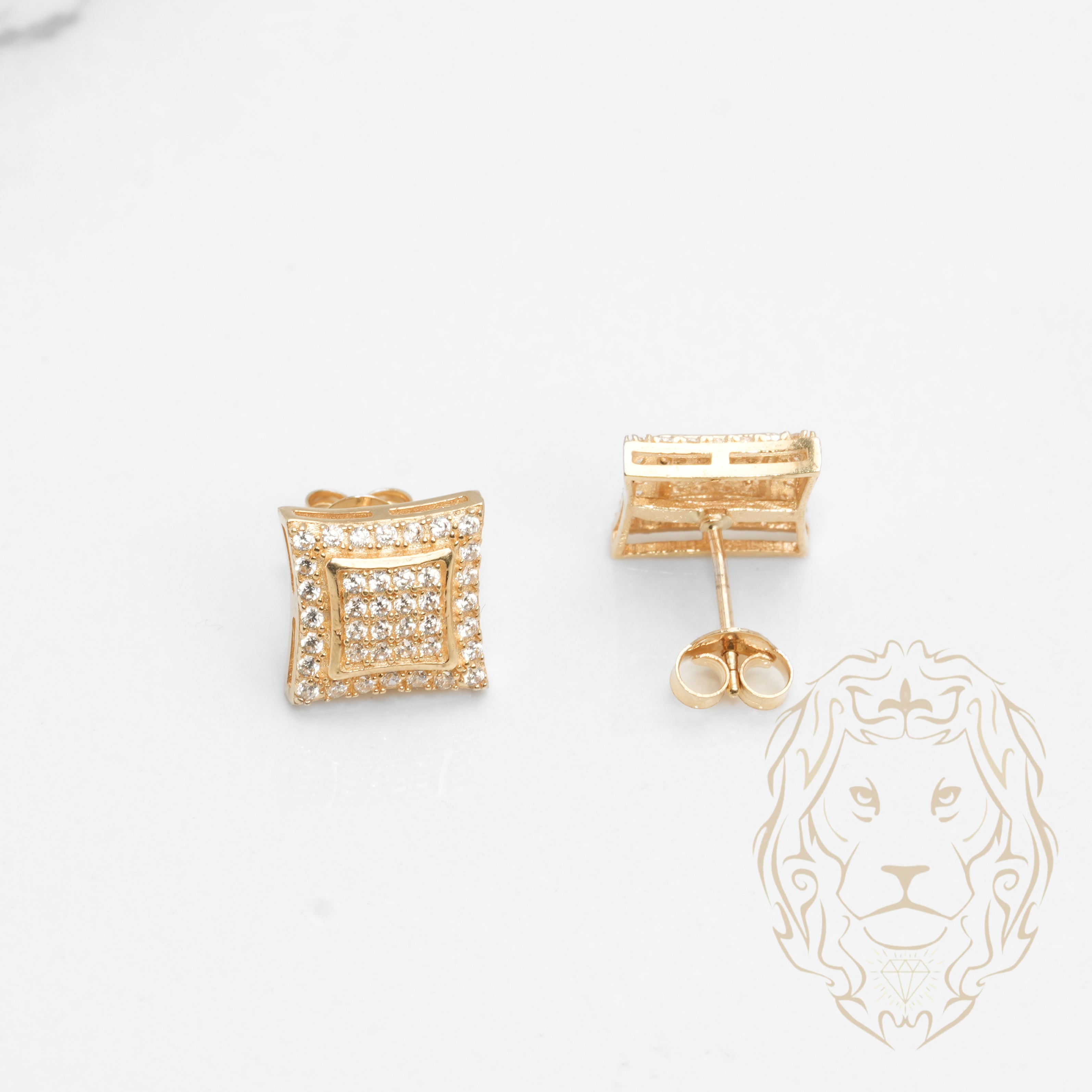 Studs - 10K Gold Diamond Pave Cz - BOG674