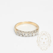 Ring - 10K gold two-tone yellow & white semi eternity cz stones round cut - RIG725