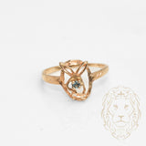 Bague - Or 10K jaune Playbunny avec pierre cz bleue - RIG729