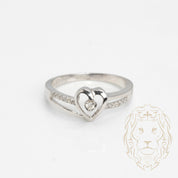 Ring - 10K white gold heart paved with natural diamonds 0.08CT - RIGD415