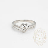 Bague - Or 10K blanc coeur pavé de diamants naturels 0.08CT - RIGD415