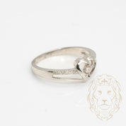 Ring - 10K white gold heart paved with natural diamonds 0.08CT - RIGD415