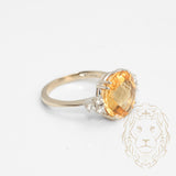 Bague - Or 18K jaune citrine coupe rond & diamants naturels 0.20CT - RIGD416