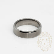 Wedding band ring - 10K white gold satin finish with hidden 0.12CT round brilliant cut diamonds - RIGL048