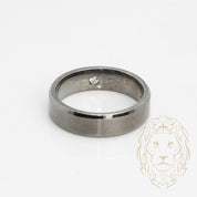 Wedding band ring - 10K white gold satin finish with hidden 0.12CT round brilliant cut diamonds - RIGL048