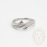 Bague - Or 10K blanc pavé de diamants naturels 0.15CT coupe rond brillant - RIGD417